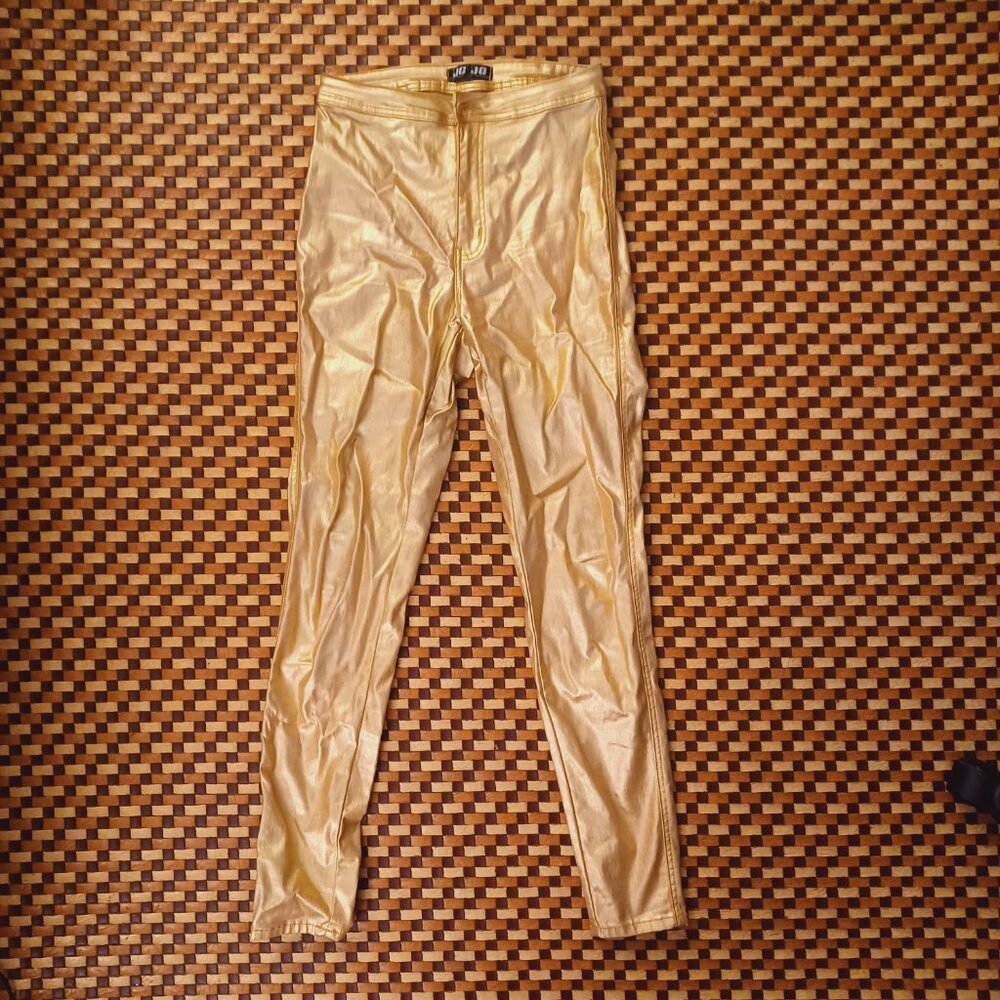 ❤️ Metallic Gold skinny jeggings JCJQ size medium Y2K
